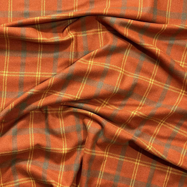 Wełna | pomarańczowa krata
