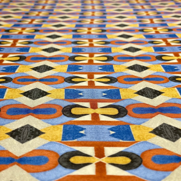 Krepa jedwabna| kolorowe geometryczne kształty