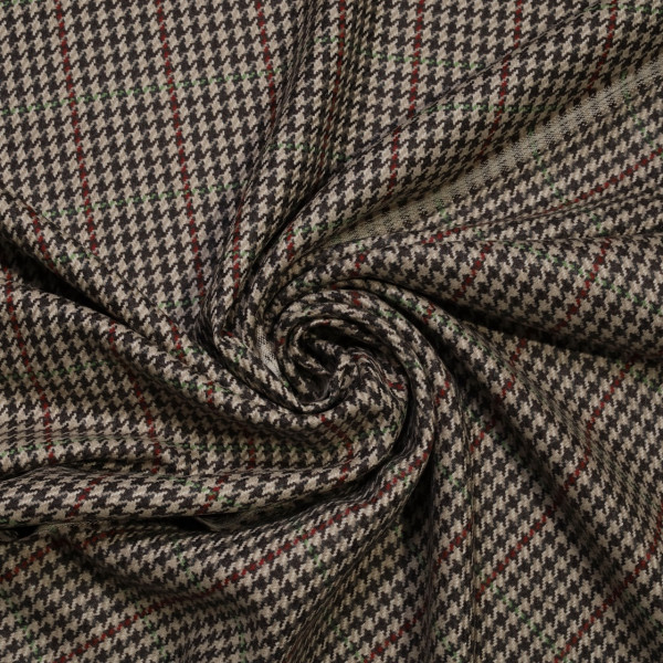 Wełna | kratka beżowo-czarna