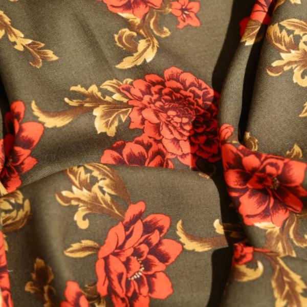 Wełna | Peonie na khaki