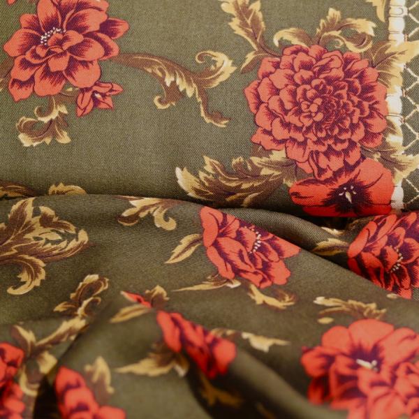 Wełna | Peonie na khaki