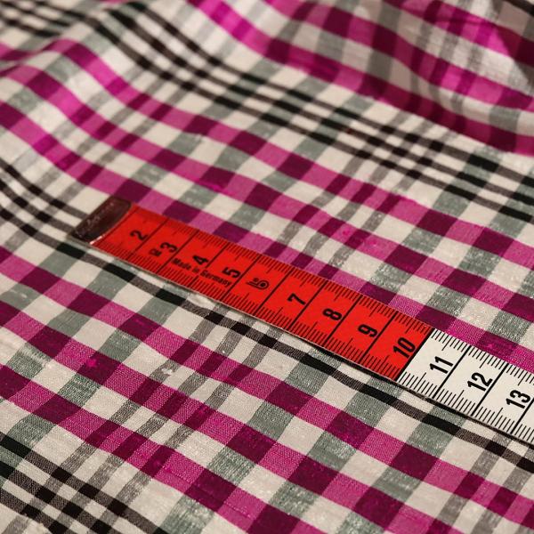 Szantung  Jedwabny Krata | Fuksja