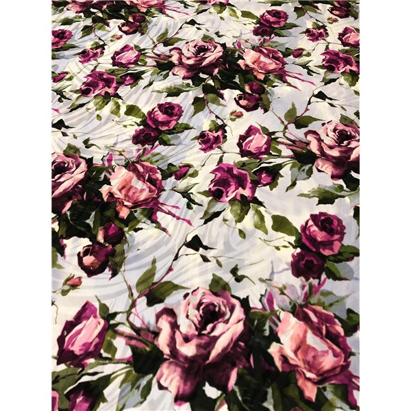 Żakard jedwabny róże na fiolecie