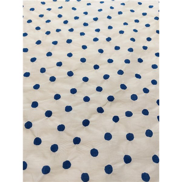 Batyst bawełniany biały w niebieskie kropki