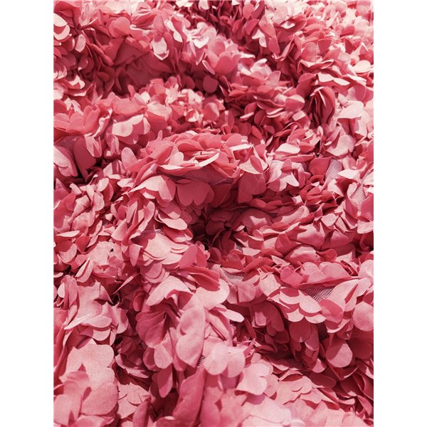 "Hortensja" Siatka brudny róż z kwiatową aplikacją