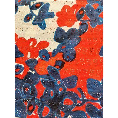 Bawełna haft angielski malowane kwiaty